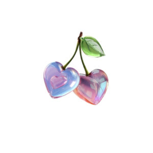 Glass Blue Periwinkle Pink Cherries (SOLD)